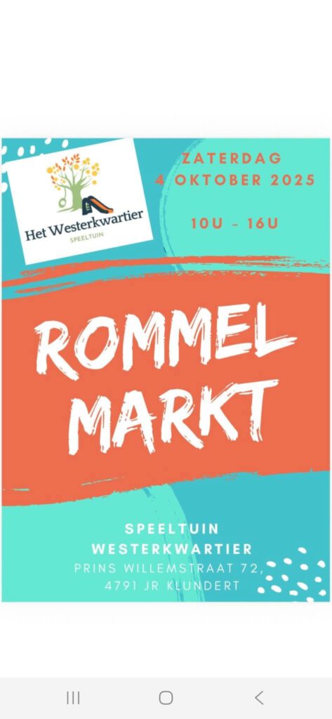 Een afbeelding met daarop de tekst Rommelmarkt